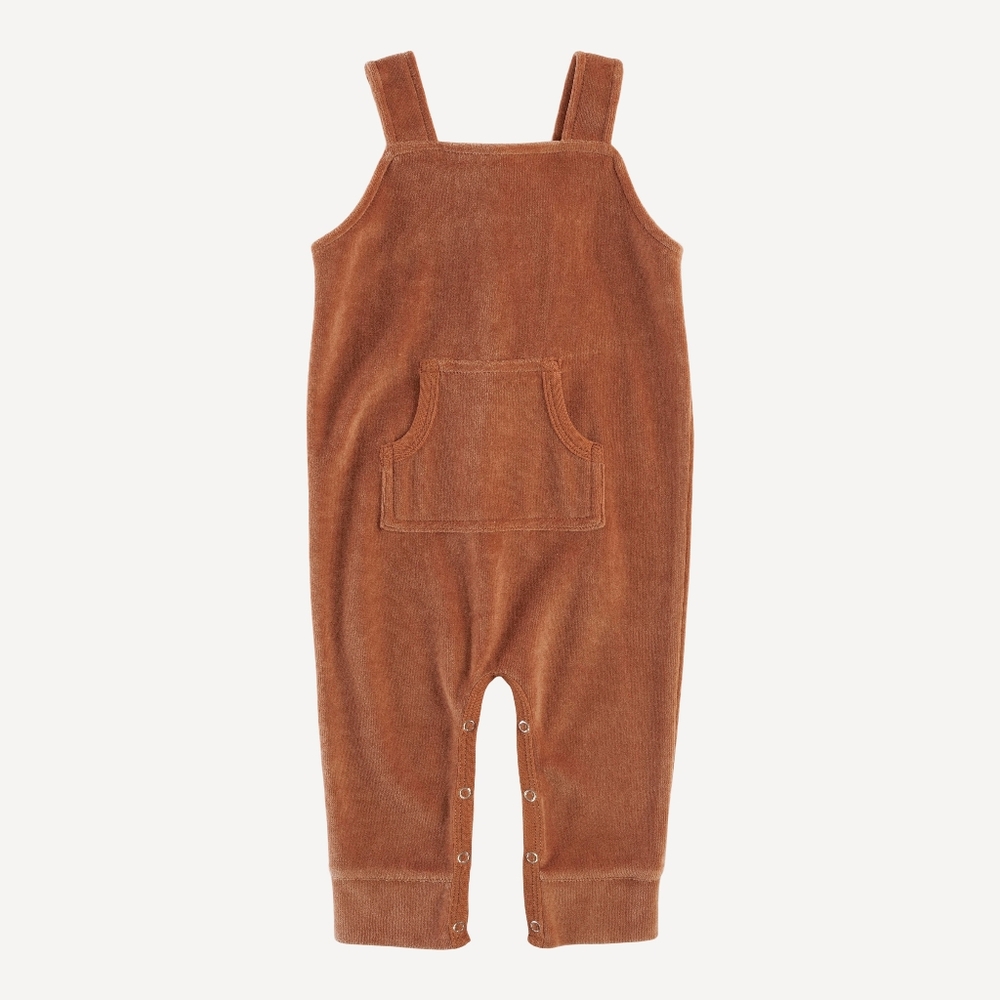EUC 2T Kate Quinn kanga pocket overall gingerbread tan organic cotton velour